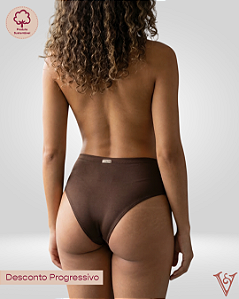 Calcinha Cintura Alta em Viscose MARROM