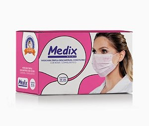 MASCARA TRIPLA C/ELAST ROSA 50UN MEDIX