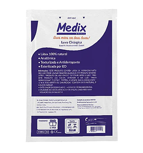 LUVA CIRURGICA LATEX C/PO TAM 7.5 MEDIX