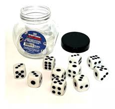 Kit Com 10 Dados Brancos No Pote P/ Jogos De Sorte Tabuleiro