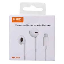 Fone de Ouvido Lightning/IPHONE - Novo - KAIDI - KD-A4 - Branco