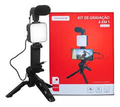 Kit de gravação 4 em 1 com microfone e led - tomate mtg-2222