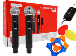 Microfone Dinâmico Duplo Sem Fio Profissional MT-2301 Tomate