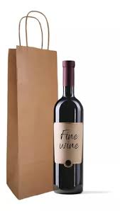 Sacola Papel Kraft 110g Para Vinho 13x8,5x39cm - cores preto ou vermelho