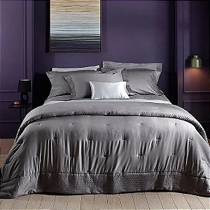 Colcha King 270 Fios Buddemeyer Luxus Parigi III 100% Algodão Penteado Cinza Baviera 3 peças