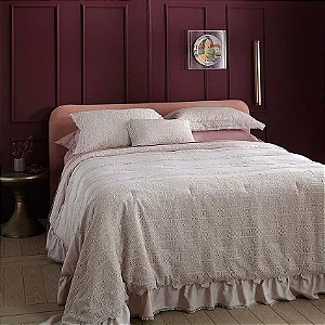 Colcha King Buddemeyer Luxus Juliet 100% algodão Rosa 3 peças