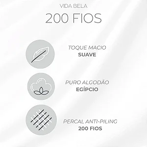 Lençol de Elástico Solteiro 200 Fios Vida Bela Kacyumara 40cm