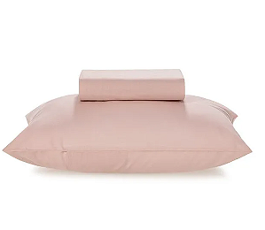 Lençol Solteiro com Elástico e Fronha Percal 100% Algodão Matiza Rosa Giz