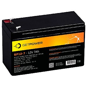 Bateria GetPower 12v 7ah Carrinho infantil, som, amplificador, luz de emergência, nobreaks