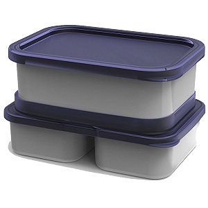 Marmita Fit Prática Tripla Potes Para Alimentos Com Tampa Potte 	AD0107