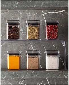 Kit 6 Mini Potes Herméticos 180ml Quadrados Acrílicos 1978 Paramount