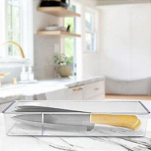 Organizador de Gavetas Transparente Para 5 Facas 34x11x5Cm Plastutti 0462