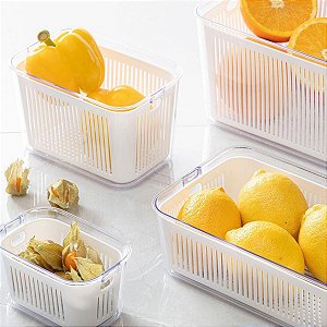 Pote Hermético Slim Com Cesto e Tampa Com Travas 630ml Branco 1767 Paramount