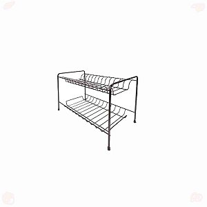 Escorredor de Louças Duplo Pratos Copos Preto Fosco Cozinha BREDAL  	BR0006-PR