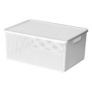 Cesto Caixa Organizadora Decorativa Tampa 37x27x16CM Branco 1990 PARAMOUNT