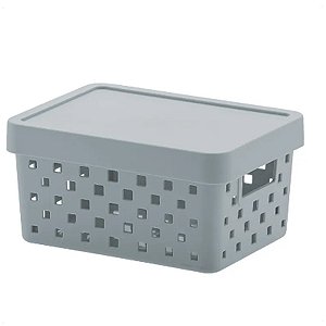 Cesto Organizador com Tampa Quadratta 19 x 14 x 10 Grey PARAMOUNT 3432
