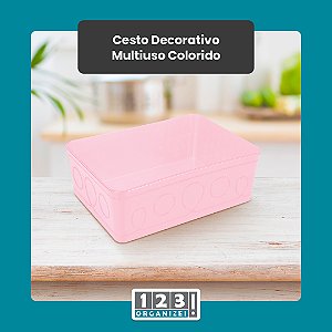Cesto Multiuso Decorativo Rosa 19x13,5x6,5Cm 123Organizei