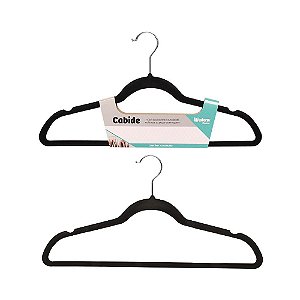 Conjunto Com Dois Cabide Aveludados Grande Preto 45 CM 	CB-729PT Western