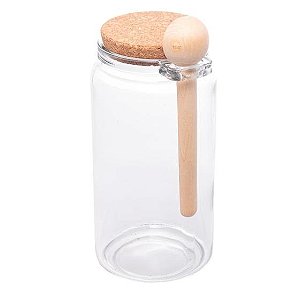 Pote de Vidro Com Tampa de Rolha e Colher de Bambu 1 Litro 5753 Lyor