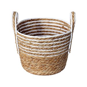 Cesto Multiuso de Fibra Natural Com Alça 29X24CM Det. Branco 3026  PARAMOUNT