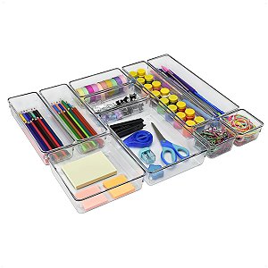 Kit 10 Potes Organizadores Multiuso Gavetas Modular Acrimet 979