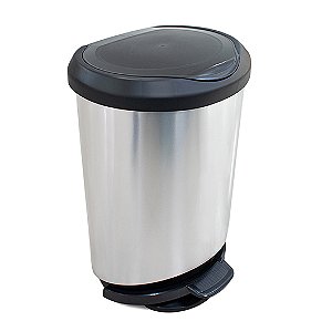 Lixeira Com Pedal e Borda 45 Litros Prata Label Arqplast 	25744PM