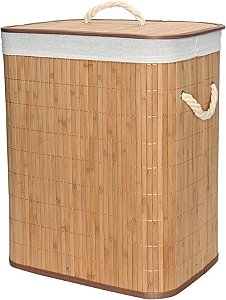 Cesto Organizador De Bambu Claro Com Tampa e Alça 6841  Mimo