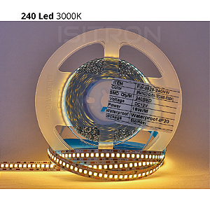 Fita 240 Led 3528 Branco Quente 3000k Dupla Face IP20 Sem Silicone 5 Metros