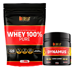 Whey 100% Refil Chocolate 900g + Pré Treino Dynamus 250g