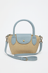 BOLSA TIRACOLO EM JUTA COM DETALHES EM COURO LEGÍTIMO | MIRIAM