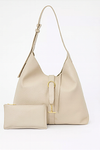 BOLSA HOBO DE COURO LEGÍTIMO + NECESSAIRE | MARIA