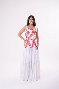 Vestido cambraia branco com bordado