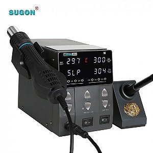 Sugon 202 - Estação de Solda e Retrabalho 2 em 1, Temperatura Ajustável