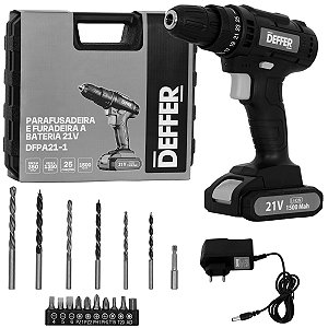 Parafusadeira e furadeira a bateria 21v marca Deffer modelo DFPA21-1