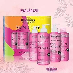 Kit Skin Care Rosa Mosqueta com Hialurônico Uso diário 4 itens