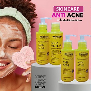 Kit Skincare Anti Acne Completo Vitamina A + Hialurônico Tratamento Facial Para Espinhas 4 itens