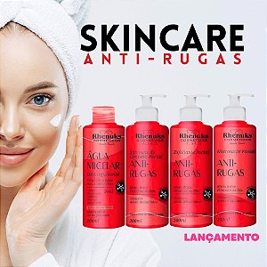 KIT Skincare Anti Rugas com Colágeno e Acido Hialurônico Efeito Botox Anti Sinais Tratamento Facial 4 Itens