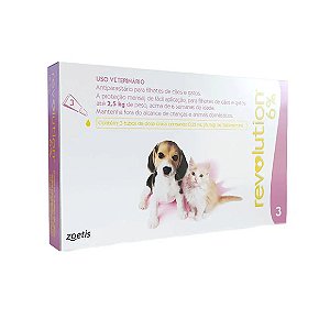 Antipulgas Revolution 6% para Cães e Gatos até 2,5kg 3 Tubos