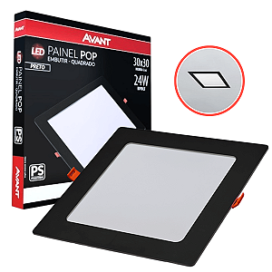 Painel Plafon Embutir Avant Pop Preto 6500K 24W 30x30cm