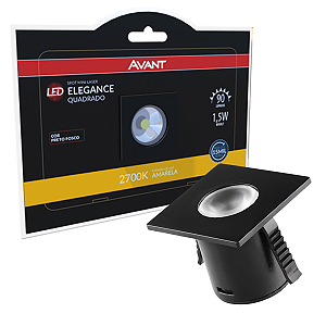 Mini Spot Avant Elegance Quadrado Preto 2700K 1,5W