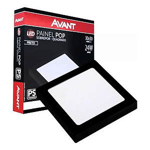 Painel Plafon Sobrepor Avant Pop Preto 6500K 24W 30x30cm
