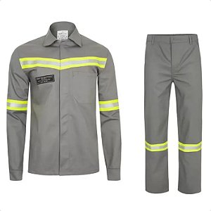 Conjunto Uniforme Risco 2 Cinza Nr10 Anti Chamas Atpv