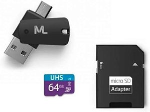 Cartao De Memoria 64gb Micro Sd C/ Adaptador 4x1 Multilaser