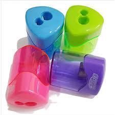 Apontador Plastico Triangular Duplo com Deposito Neon Brw