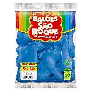 Balao Imperial 9 Azul Turquesa com 50 Unidades Sao Roque
