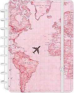 Caderno Inteligente By Gocase Mapa Mundi Rosa Grande