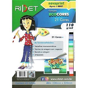 Bloco Ecocores 21 Cores 110g A4 42 folhas Ridet