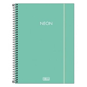 Caderno Univ Capa Plastica 10 Materias Neon Turquersa 160 Folhas Tilibra