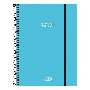 Caderno Univ Capa Plastica 10 Materias Neon Azul 160f Tilibra