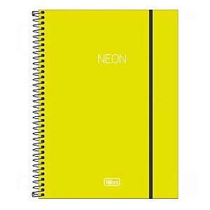 Caderno Univ Capa Plastica 10 Materias Neon Amarelo 160f Tilibra